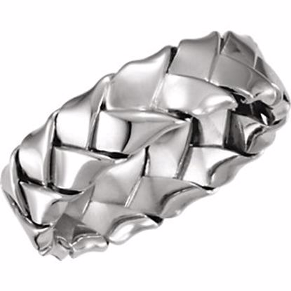 50052:217013:P Platinum 6mm Hand Woven Band Size 9