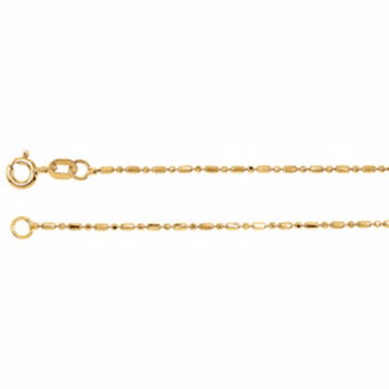 CH204:244815:P 14kt Yellow 1.25mm Alternating Diamond-Cut Bead 7" Chain