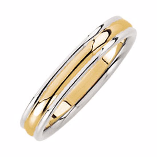 50139:224159:P 14kt Yellow & White 4mm Comfort-Fit Design Band Size 12.5