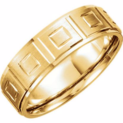 50478:287615:P 14kt Yellow 7mm Design Band Size 8