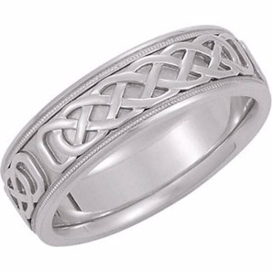 50518:298949:P 14kt White 7mm Celtic Inspired Band Size 11.5