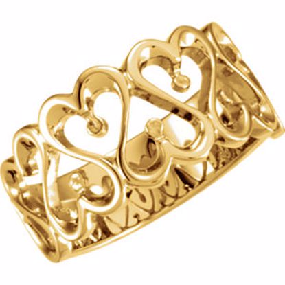 5097:6134:P 14kt Yellow 10mm Ladies Heart Design Duo Band
