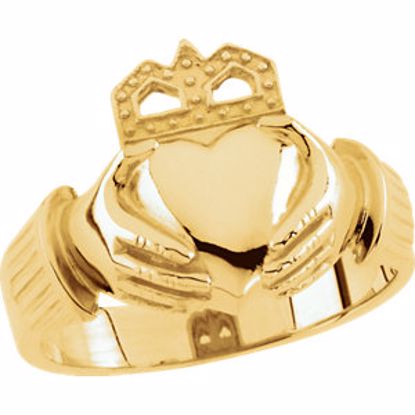 9423:90042:P 18kt Yellow 15x11mm Men's Claddagh Ring