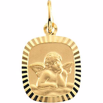 R16488:104032:P 14kt Yellow 12x11mm Angel Pendant Medal