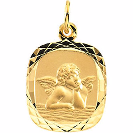 R16481:104028:P 14kt Yellow 14x13mm Angel Medal
