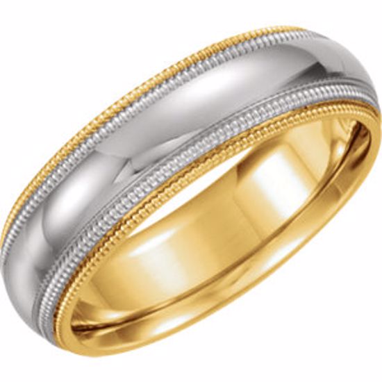 5696:104917:P 18kt Yellow & Platinum 5.5mm Comfort Fit Milgrain Band Size 9