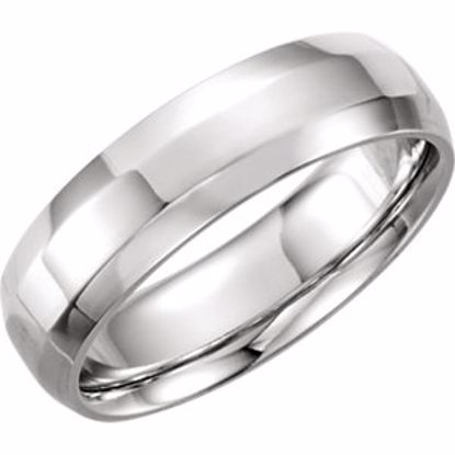 5977:156504:P 14kt White 6mm Comfort-Fit Beveled Edge Band Size 12