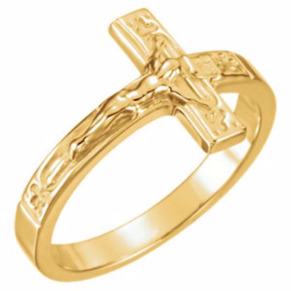 R16613:143740:P 14kt Yellow Crucifix Chastity Ring Size 11