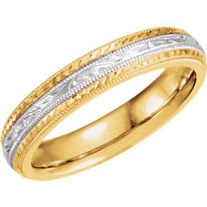 50058:144869:P 14kt Yellow & White Two-Tone Hand-Engraved Band
