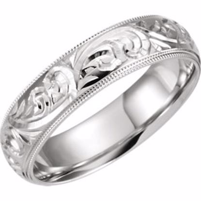 50066:145024:P 14kt White 6mm Hand Engraved Band Size 11