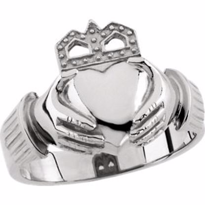 9423:182684:P Platinum 15x11mm Men's Claddagh Ring
