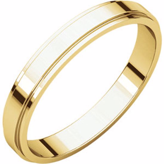 FE15:164218:P 10kt Yellow 3mm Flat Edge Band