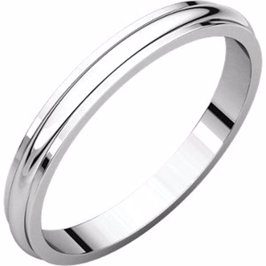 HRE5.5:166576:P 14kt White 2.5mm Half Round Edge Band