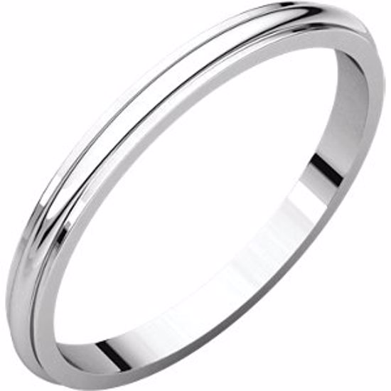 HRE5.5:166575:P 14kt White 2mm Half Round Edge Band