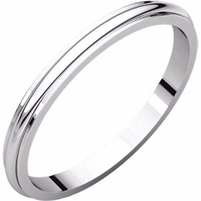 HRE15:166530:P 14kt White 2mm Half Round Edge Band
