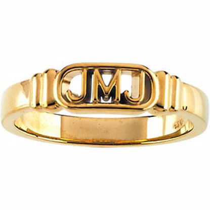 R16643:166739:P 14kt Yellow Jesus, Mary and Joseph Ring Men's Size 8 
