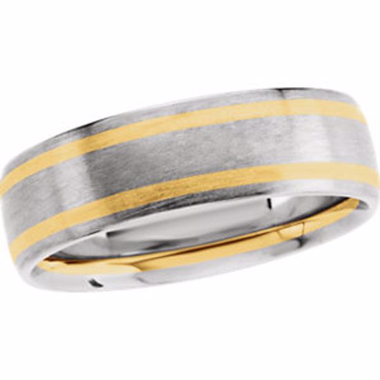 50073:178991:P 14kt White & Yellow 7mm Comfort-Fit Band Size 11