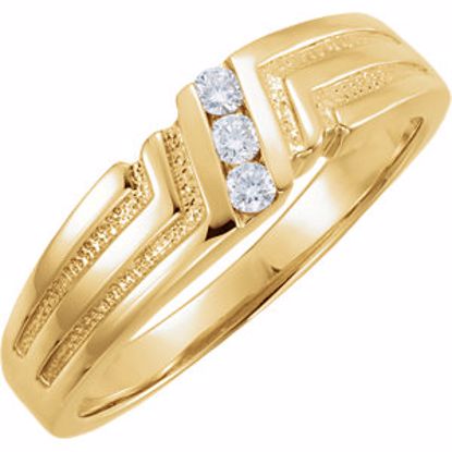 60133:207295:P 14kt Yellow .06 CTW Diamond Men's 3 Stone Band