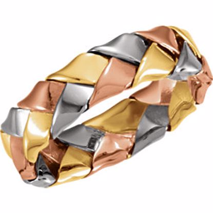 50122:216755:P 14kt Tri-Color 5.5mm Hand Woven Band Size 8