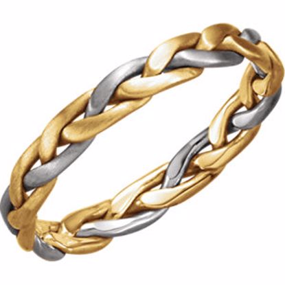 50128:216704:P 14kt Yellow & White 3.5mm Hand-Woven Band Size 12