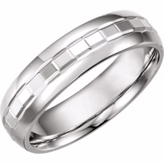 50186:234822:P 14kt White 6mm Design Band Size 8
