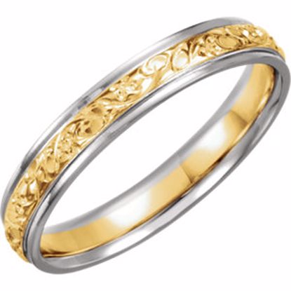 5955:277893:P 18kt Yellow & Platinum 4mm Design Band Size 6.5