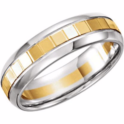 50255:254743:P 14kt White & Yellow 6mm Design Band Size 11.5