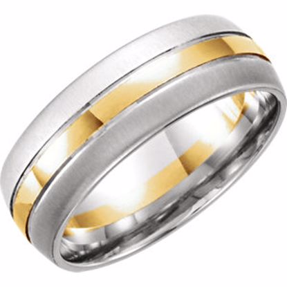 50250:254809:P 14kt White & Yellow 8mm Band Size 7.5