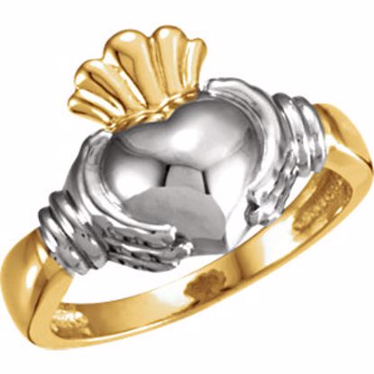 50296:272090:P 10kt Yellow & White Ladies Claddagh Ring