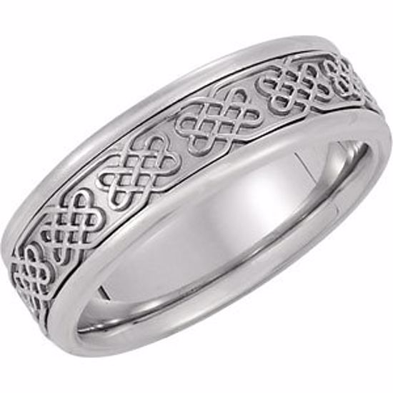 50385:288822:P 14kt White Celtic Design Wedding Band Size 9