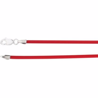 CH567:287225:P Sterling Silver 1.5mm Cherry Red Rubber Cord 16" Necklace