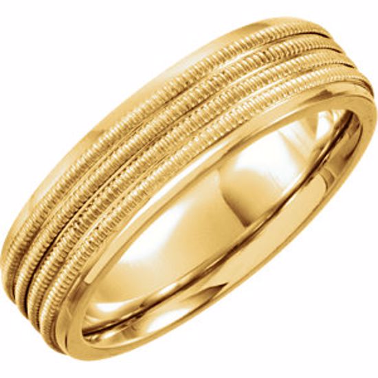 50471:287449:P 14kt Yellow 6mm Design Band Size 7