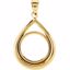 CF37T:27049:P 14kt Yellow 16.4x1.1mm Tab Back Teardrop Coin Frame Pendant for 1/10 Ounce American Eagle or 1/10 Ounce South African Rand