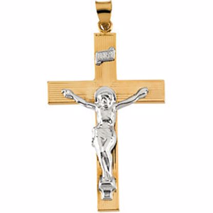 R4041:103699:P 14kt Yellow & White 45x29mm Crucifix Pendant