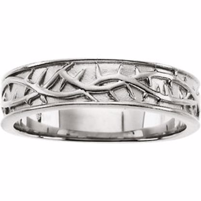 R7032:73972:P 14kt White Thorn Design Band