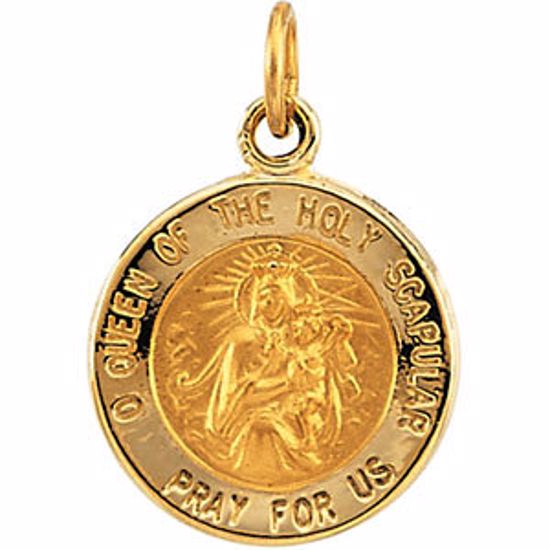 R5075:103810:P 14kt Yellow 12mm Round Scapular Medal