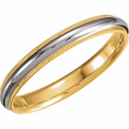 5685:104832:P 18kt Yellow & Platinum 3.5mm Comfort-Fit Milgrain Band Size 12