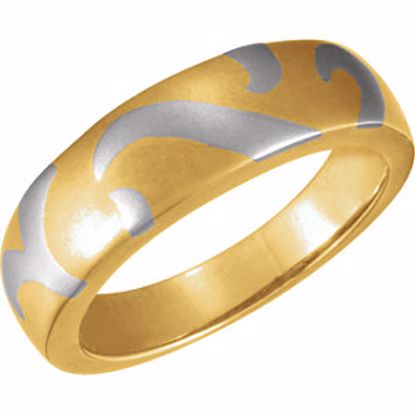 5766:115534:P 18kt Yellow & Platinum Ladies Inlaid Design Band