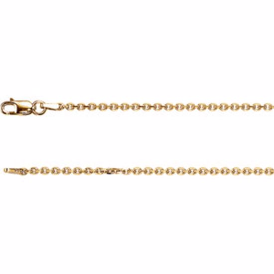 CH125:120478:P 14kt Yellow 1.75mm Solid Diamond-Cut Cable 7" Chain