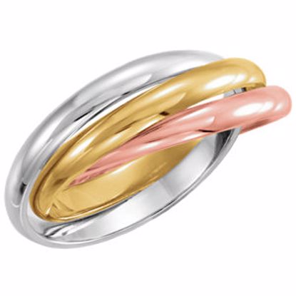 5692:104883:P 18kt Yellow, 18kt Rose & Platinum 2.5mm Three Band Rolling Ring Size 7