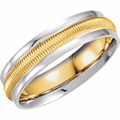 5732:127801:P 14kt Yellow & White 6mm Comfort-Fit Design Band Size 6.5