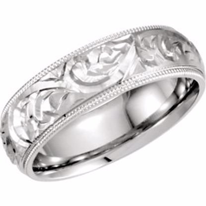 50068:145047:P Platinum 6mm Hand Engraved Band Size 12