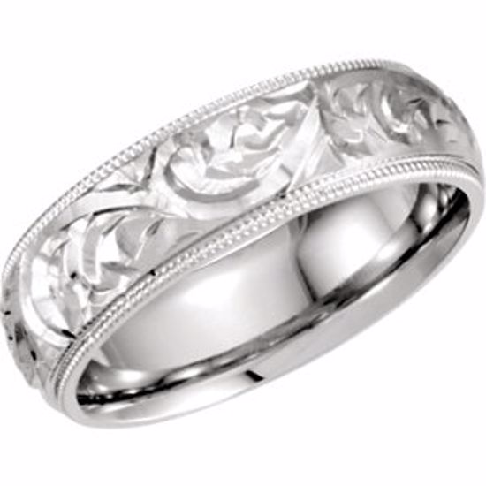 50068:145047:P Platinum 6mm Hand Engraved Band Size 12