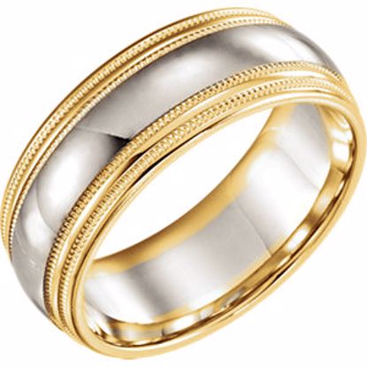 5970:221645:P 18kt Yellow 8mm Double Milgrain Band Size 12.5