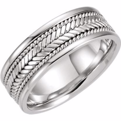50121:216740:P 14kt White 8mm Comfort-Fit Hand Woven Band Size 11