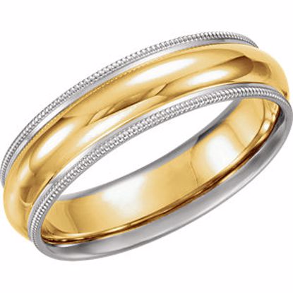 50141:222147:P 18kt Yellow & Platinum 6mm Milgrain Band Size 8 