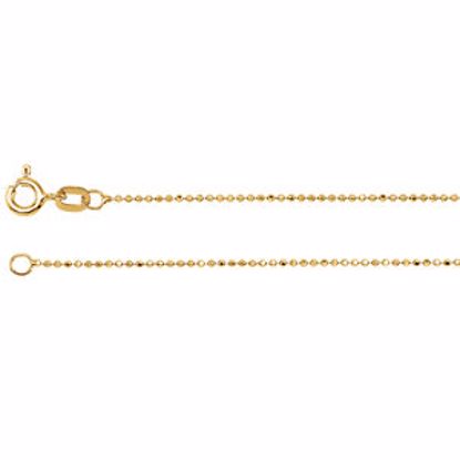 CH227:244551:P 14kt Yellow Solid Diamond-Cut Bead 7" Chain