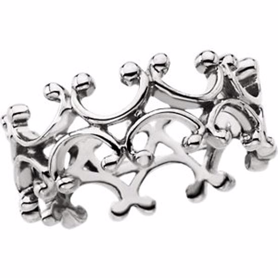5132:244621:P 14kt White 7.5mm Fashion Design Band Size 5