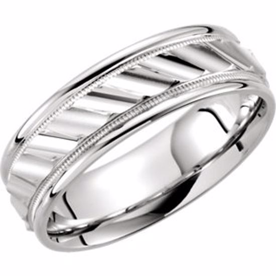 50181:234635:P 14kt White 6.75mm Grooved Design Band Size 12
