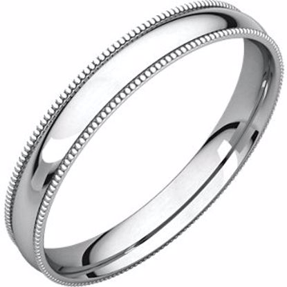 MGRL12.5:260663:P Platinum 3mm Light Comfort Fit Milgrain Band 